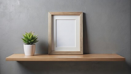 Poster - Modern picture frame displayed on a sleek shelf , home decor, interior design, contemporary, minimalist, decoration