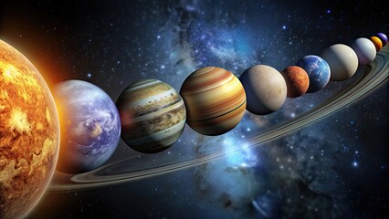 Wall Mural - parade of the planets in the solar system , planets, solar system, space, astronomy, universe, scien