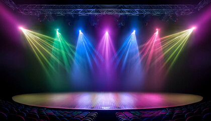 Wall Mural - colorful spotlight on stage