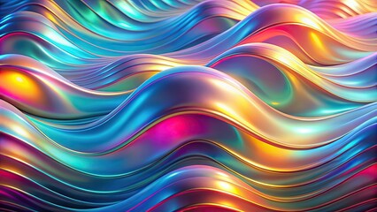 Poster - Abstract holographic waves background with a futuristic and dynamic design , holographic, abstract, waves, background