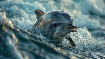 Canvas Print - Dolphin leaping through the waves