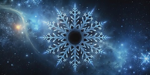 Poster - A unique and captivating blackhole snowflake in outer space, blackhole, snowflake, space, galaxy, mysterious, cosmic