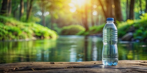 Wall Mural - High-definition picture of a bottle of refreshing Bear Brand water in a peaceful environment , Bear Brand, water