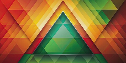 Poster - Abstract geometric triangle design in red, green, gold, and orange colors , geometric, abstract, triangle, design, shapes, red