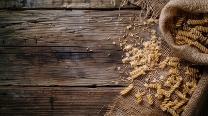 Wall Mural - Dried pasta displayed on a wooden backdrop