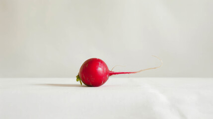 Wall Mural - Single magenta radish in soft lighting. Authentic and raw. AI generative.