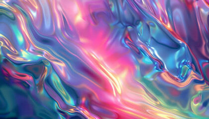 Sticker - Colorful iridescent waves of liquid metal