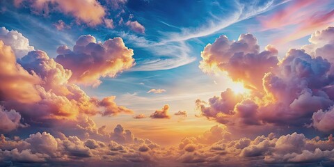 Canvas Print - Romantic and beautiful sky with sea of clouds, romantic, beautiful, sky, sea, clouds, serene, tranquil, ethereal