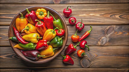 Sticker - Variety of colorful peppers in a bowl, peppers, vegetables, colorful, healthy, fresh, organic, cooking, ingredient, bowl, vibrant