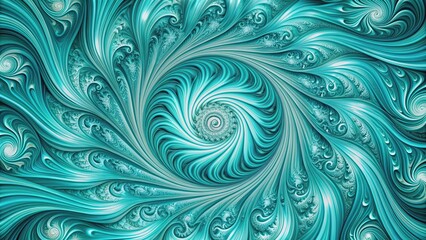 Canvas Print - Abstract digital artwork of swirling turquoise patterns, abstract, digital, artwork, swirling, turquoise, patterns