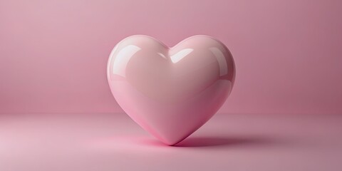 Sticker - pink heart with a three-dimensional design and soft pastel color scheme, love, valentine, romance, symbol, graphic, render