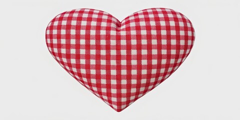 Sticker - Checkered Valentines heart isolated on white background, Valentine's Day, heart, love, romance, red, pattern, checkered