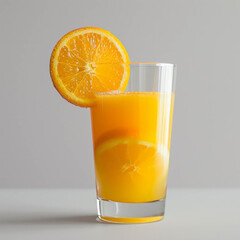 Wall Mural - Clear image of orange juice with slice on top, no background. AI generative.