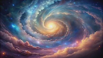 Poster - Spiral galaxy cloud in pastel colors, astronomy, universe, nebula, space, galaxy, spiral, colorful, cosmic