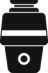 Canvas Print - Simple black icon of a modern electric food waste disposal unit, a handy appliance for any kitchen