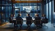 © tope007 - 8 scientist in suits having a meeting a a modern offcie sitting at a table, AI Generative