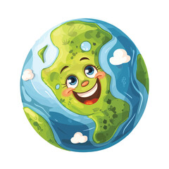 Wall Mural - happy cartoon earth with smile on it's face