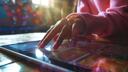 Sticker - a school student hand touches the tablet. photorealistic, AI Generative