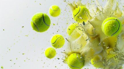 abstract pop art of an explosion of tennis balls, hyper realistic, white background, 32k, AI Generative