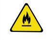 © Ubay - Fire warning sign in yellow triangle, isolated. Flammable, inflammable substances icon.