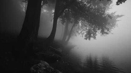 Wall Mural - mystery in the mist - eerie and atmospheric, with haunting melodies and a sense of hidden secrets