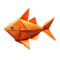 orange origami fish isolated on transparent background