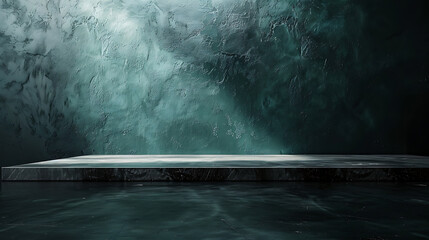 Aufkleber - dark background wall with empty table, for montage of product