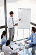 © Leffy/peopleimages.com - Growth, business people or presentation for graphs on board for report, research or revenue increase. Analyst, asking or speaker talking for coaching, teaching or training meeting for sales results