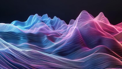 Wall Mural - a 3d rendering of a wave pattern in pink, blue and purple. ai.
