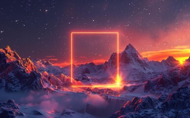Wall Mural - a frame in the middle of a snowy mountain. ai.