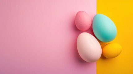 Wall Mural - A pastel-colored background featuring a single Easter egg with a classic design on the right side