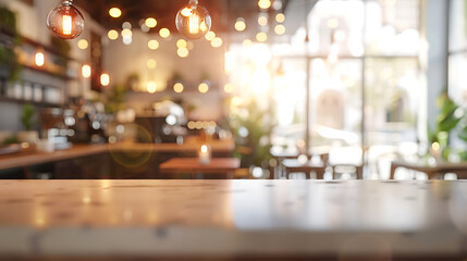 Fototapete - Abstract blur interior coffee shop or cafe for background.