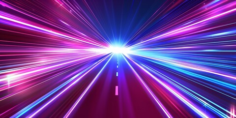 Canvas Print - Futuristic abstract background with neon lines and speed lines.