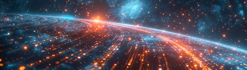 Wall Mural - A stunning cosmic view showcasing vibrant colors and star trails, capturing the essence of space and digital innovation.