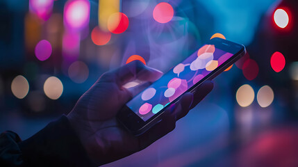 Poster - Hand using smartphone with Social media concept.