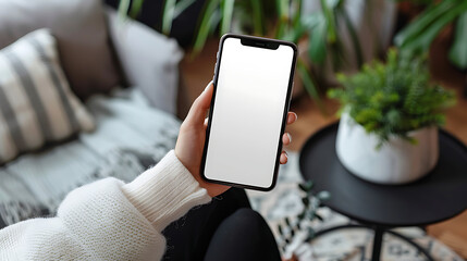 Poster - Mockup of female hand holding cell phone with blank screen
