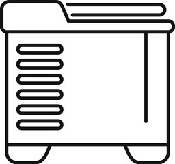 Sticker - Line drawing of a portable generator supplying electricity, ideal for illustrating outdoor events or construction sites