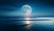 © Butterfly - Moonlit sea, romantic night landscape, tranquil ocean reflection, natural beauty