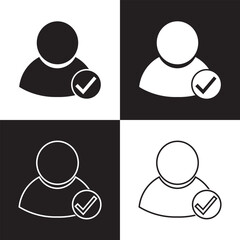 Wall Mural - check user icon vector accept person profile avatar with checkmark yes tick symbol, checked user pro