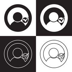 Wall Mural - check user icon vector accept person profile avatar with checkmark yes tick symbol, checked user pro