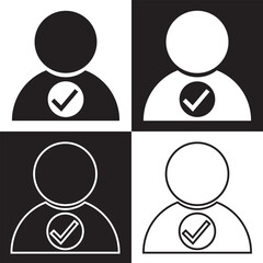 Wall Mural - check user icon vector accept person profile avatar with checkmark yes tick symbol, checked user pro
