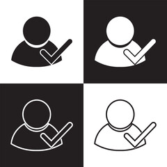 Wall Mural - check user icon vector accept person profile avatar with checkmark yes tick symbol, checked user pro