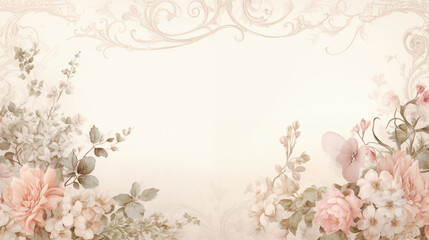 Wall Mural - vintage frame with floral ornament