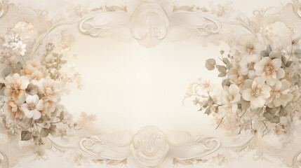 Wall Mural - vintage frame with floral ornament