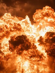 Wall Mural - massive explosion, flames and shockwave everywhere, Pure background