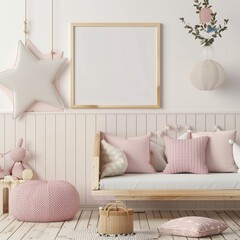 Wall Mural - A room with a white wall and pink furniture