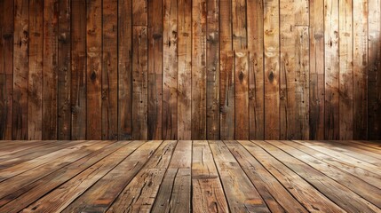 Poster - Brown wooden wall texture background with space for text