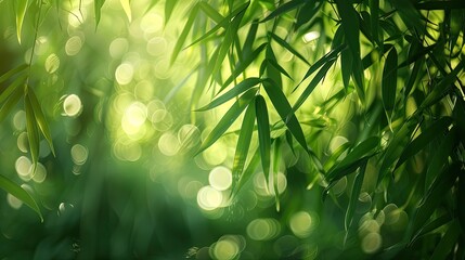 bamboo bokeh, green leaves. generative ai