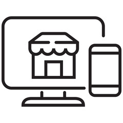 Canvas Print - Picture of a computer store and phone with a linear design suitable for an online marketplace icon