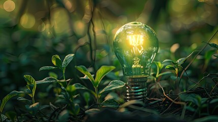 Wall Mural - green energy light bulb future. generative ai